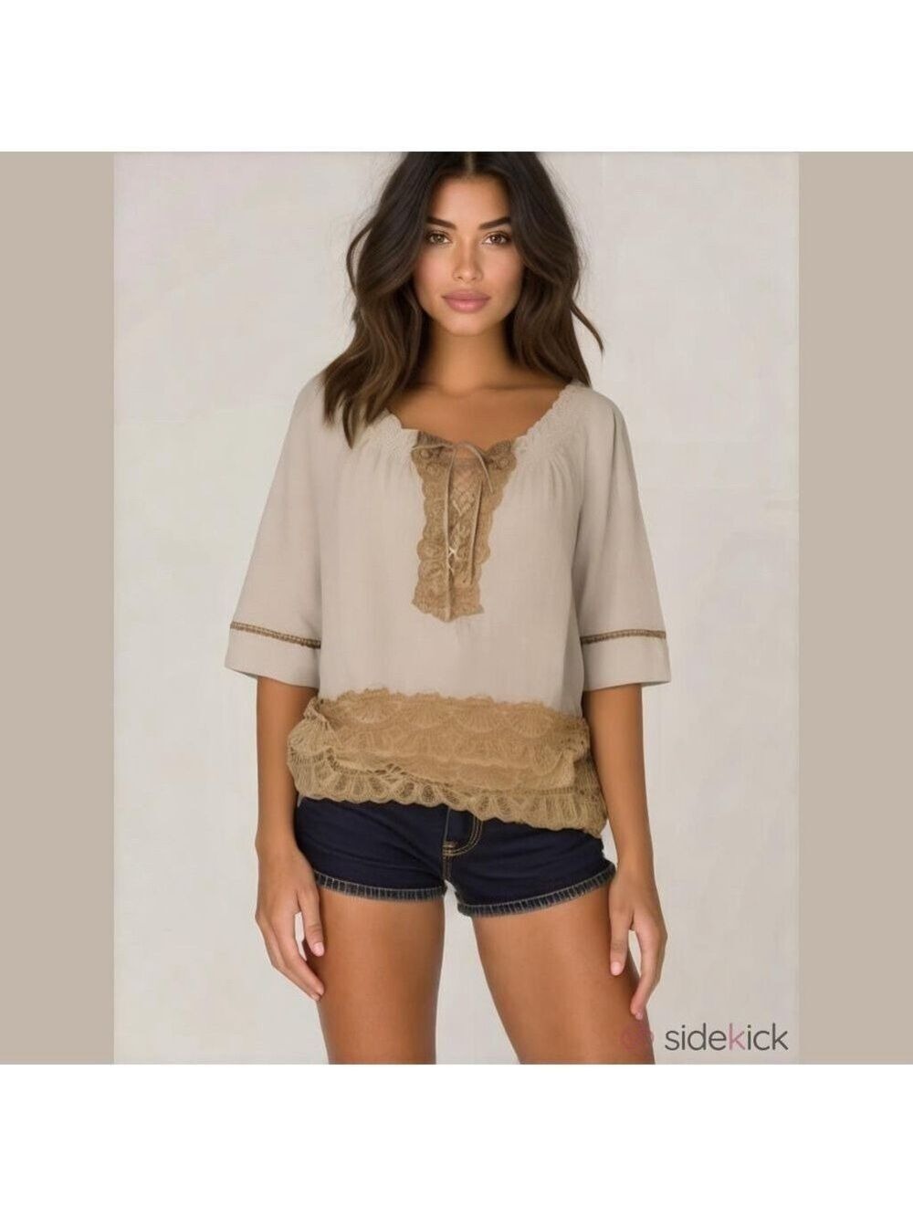 Boston Proper  Top with  Embroidery Details on bottom and sleeves Size S NWT